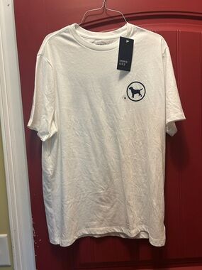 NWT Crown & Ivy White Short-Sleeve Tee with Navy Dog Logo